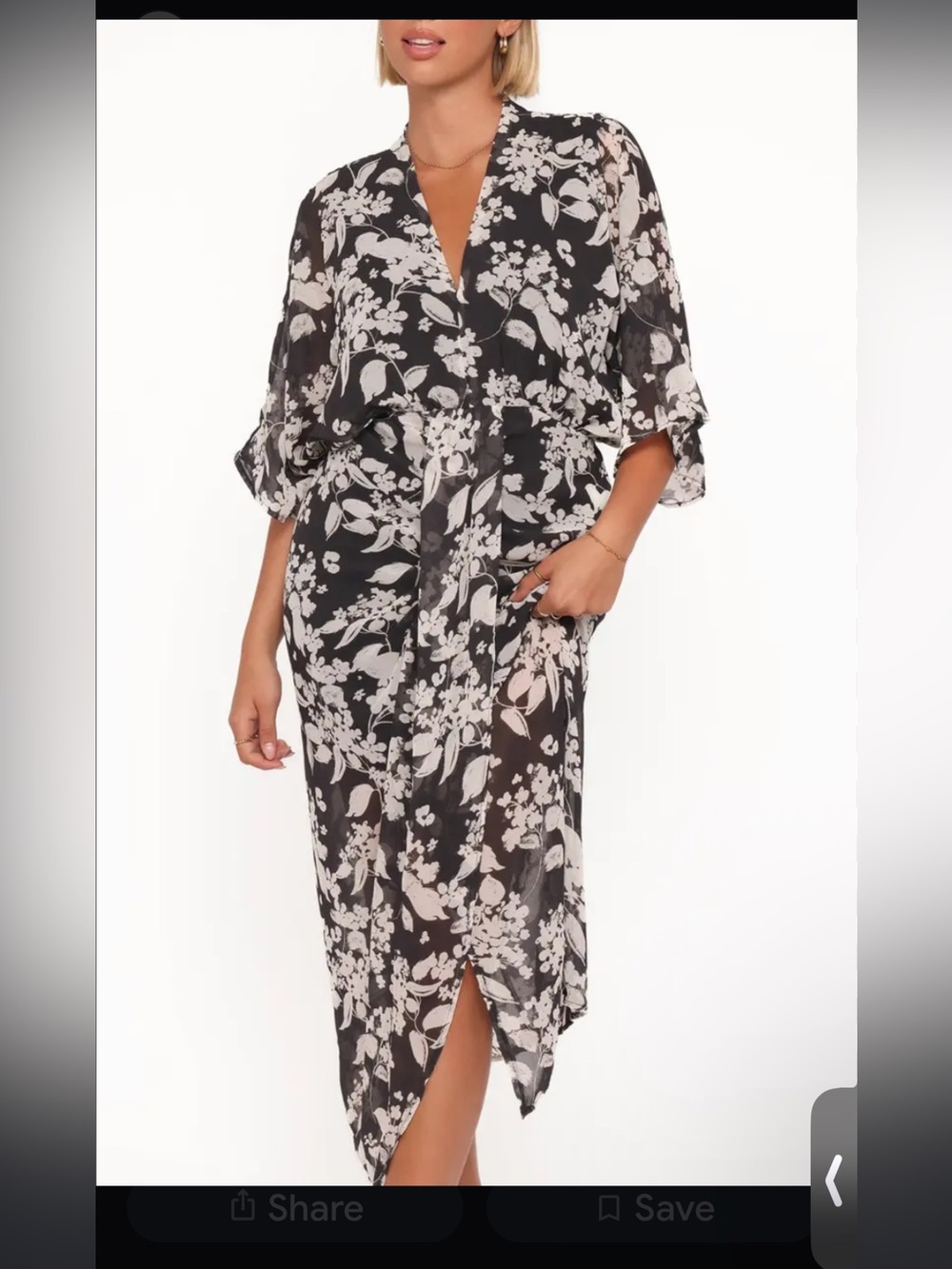 Vince Camuto Black Sheer Floral kimono